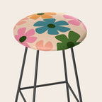 Retro Flower - Big Daisy Cream background Stool Gallery Image 2