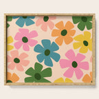 Retro Flower - Big Daisy Cream background Serving Tray Gallery Image 1