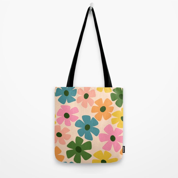 Retro Flower - Big Daisy Cream background Tote Bag Gallery Image 2