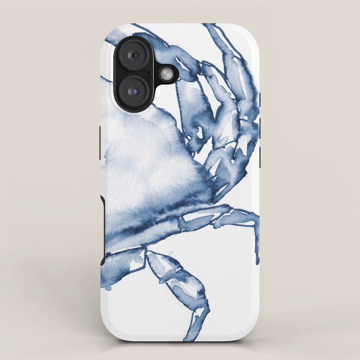 Coastal Crab in Watercolor, Navy Blue (Right Half in Set) iPhone Case