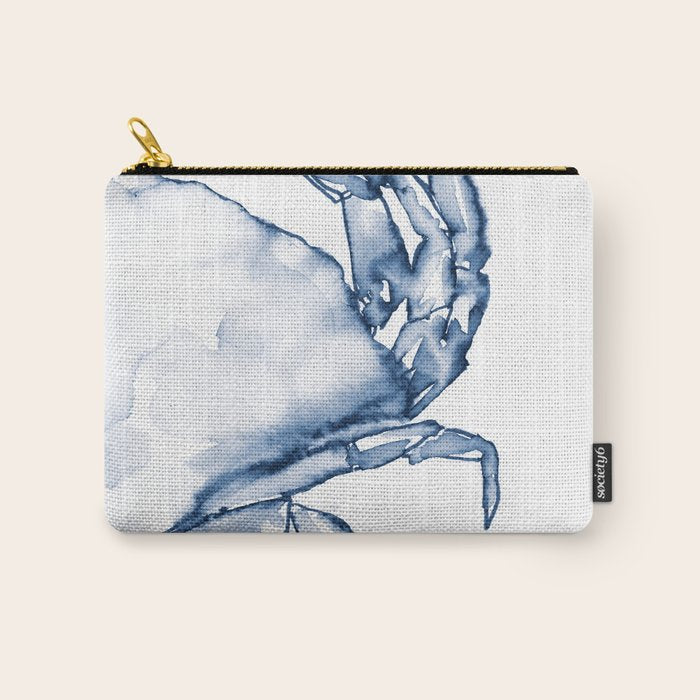 Coastal Crab in Watercolor, Navy Blue (Right Half in Set) Carry All Pouch Gallery Image 1