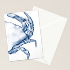 Coastal Crab in Watercolor, Navy Blue (Right Half in Set) Stationery Card Gallery Image 2