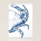 Coastal Crab in Watercolor, Navy Blue (Right Half in Set) Stationery Card Gallery Image 2