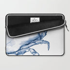 Coastal Crab in Watercolor, Navy Blue (Right Half in Set) Laptop Sleeve Gallery Image 2
