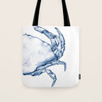 Coastal Crab in Watercolor, Navy Blue (Right Half in Set) Tote Bag Gallery Image 1