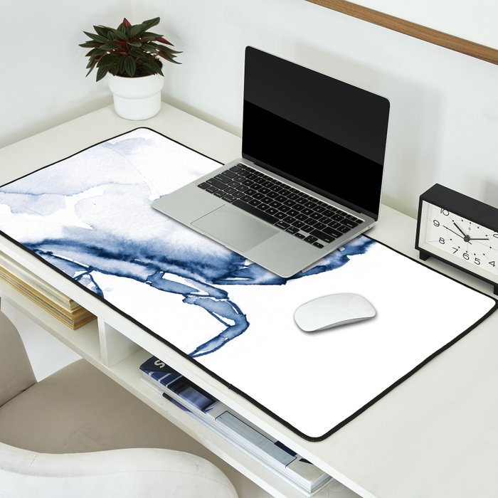 Coastal Crab in Watercolor, Navy Blue (Right Half in Set) Desk Mat Gallery Image 2