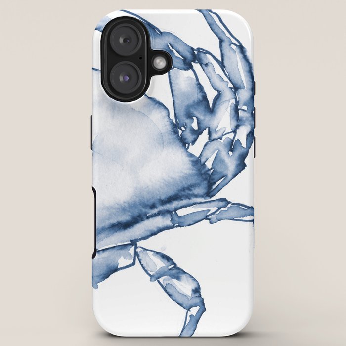 Coastal Crab in Watercolor, Navy Blue (Right Half in Set) iPhone Case Gallery Image 5