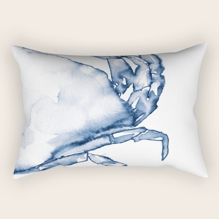 Coastal Crab in Watercolor, Navy Blue (Right Half in Set) Rectangular Pillow Gallery Image 1