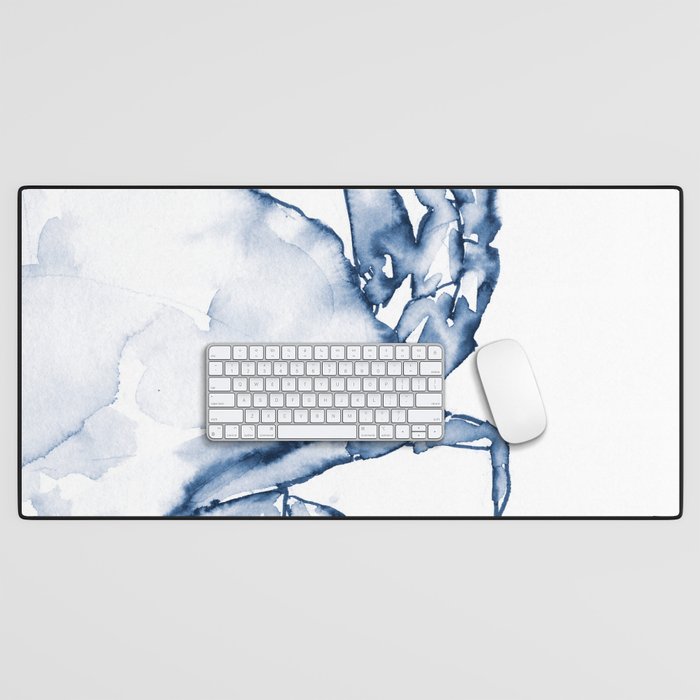 Coastal Crab in Watercolor, Navy Blue (Right Half in Set) Desk Mat Gallery Image 1