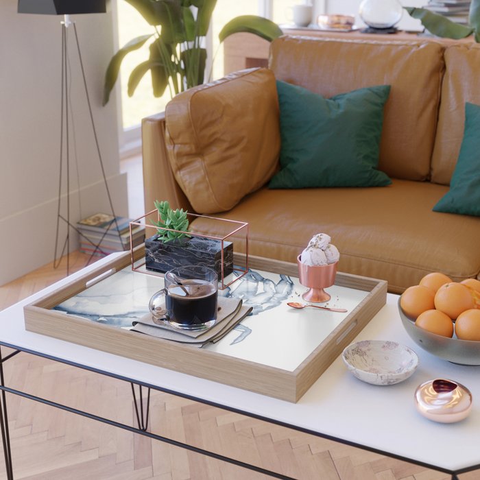 Coastal Crab in Watercolor, Navy Blue (Right Half in Set) Serving Tray Gallery Image 2