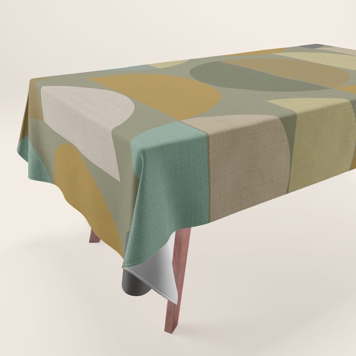 mid century geometric abstract green Tablecloth Gallery Image 1