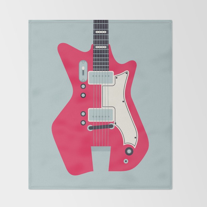Retro 60s Surf Rock Electric Guitar - Slate Throw Blanket Gallery Image 2