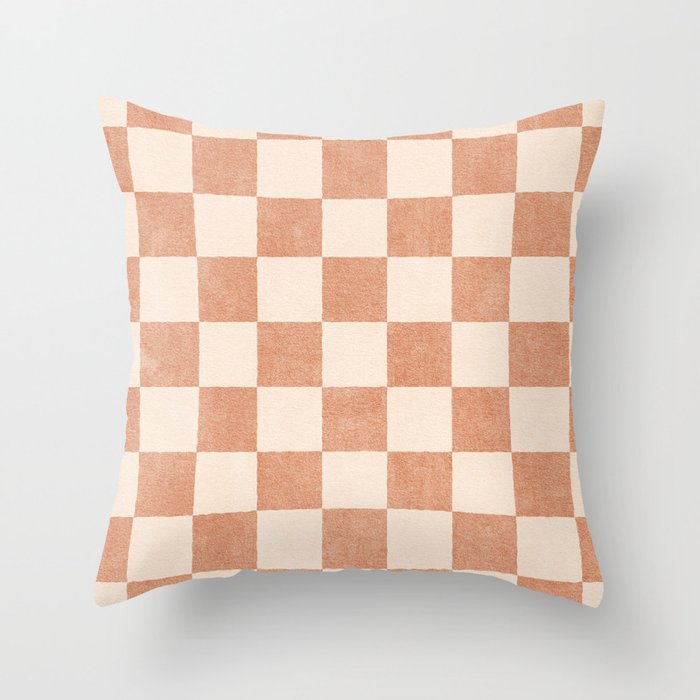 CHECKER - 001 - Nougat Throw Pillow Gallery Image 1