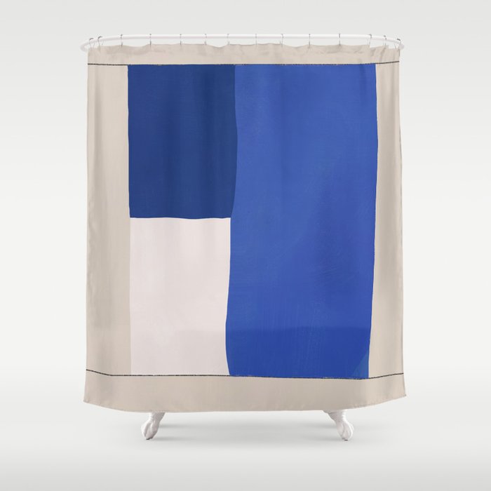 Minimal midcentury geometric block Shower Curtain Gallery Image 1