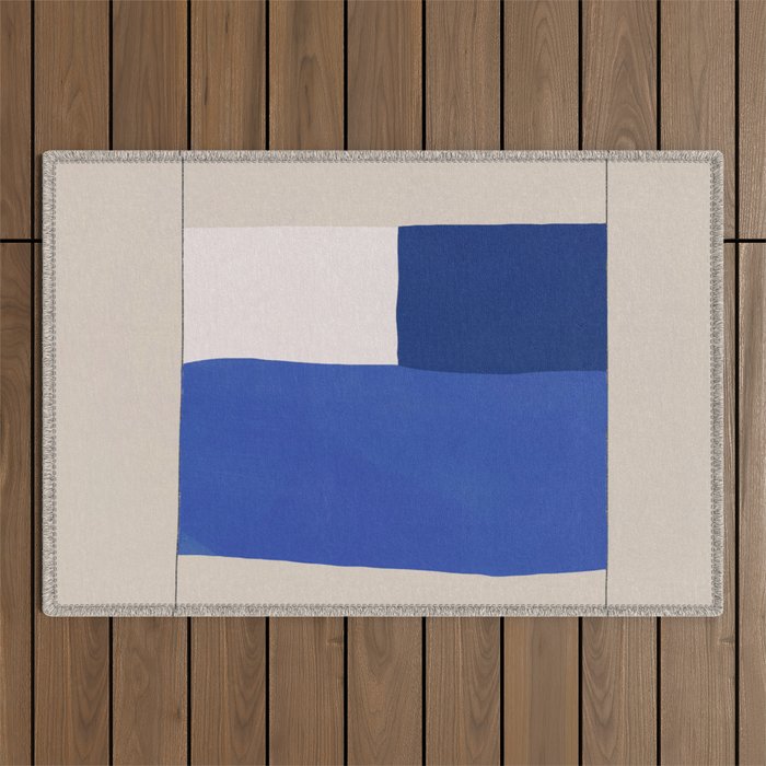 Minimal midcentury geometric block Outdoor Rug Gallery Image 1
