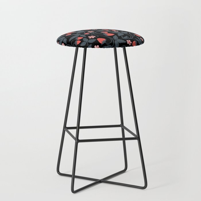 Strawberries - red and slate on black Stool Gallery Image 1
