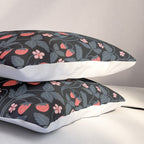 Strawberries - red and slate on black Pillow Sham Gallery Image 3