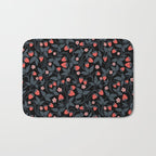 Strawberries - red and slate on black Bath Mat Gallery Image 1