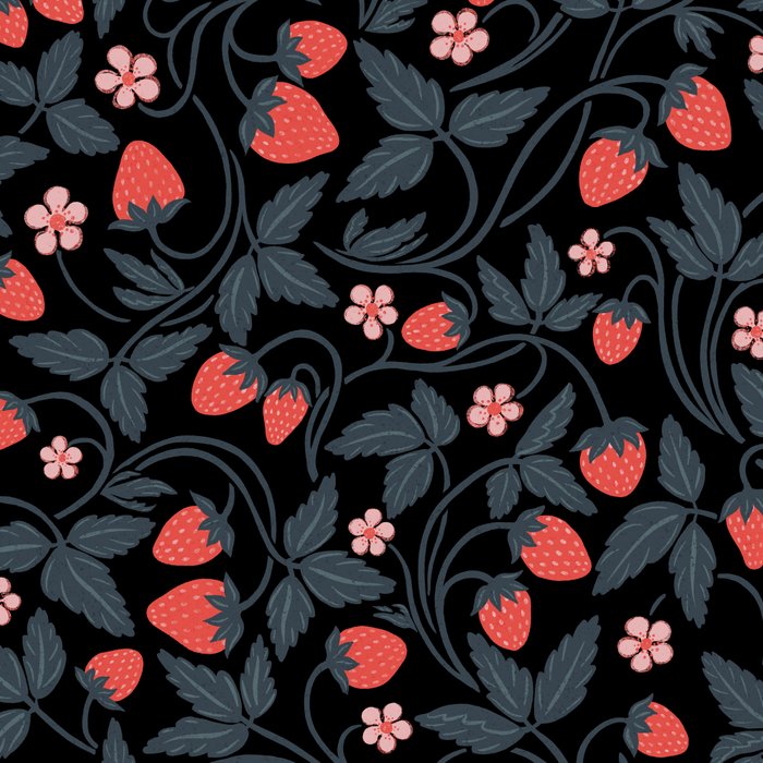 Strawberries - red and slate on black Coffee Mug Gallery Image 2