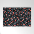 Strawberries - red and slate on black Welcome Mat Gallery Image 1