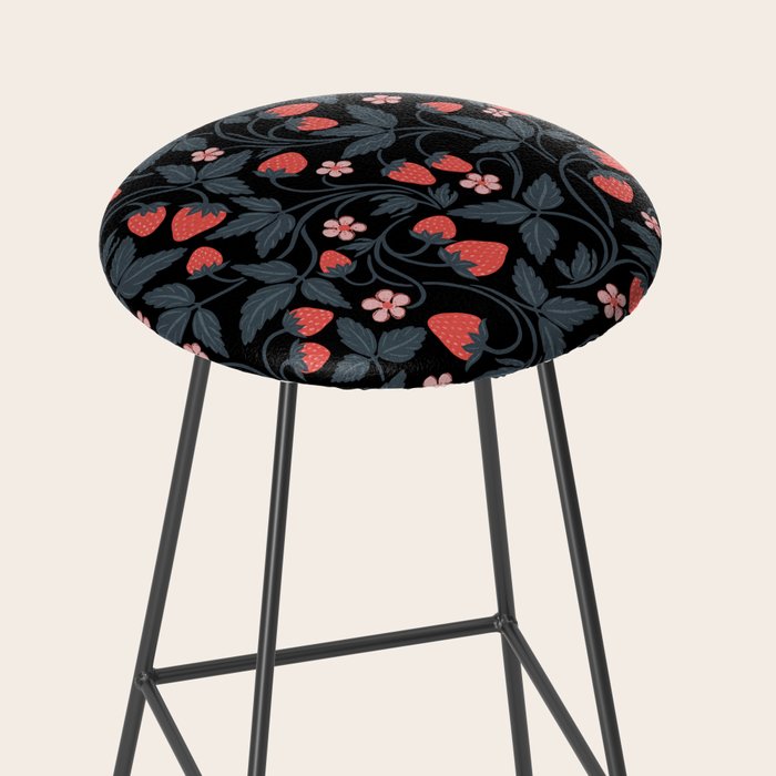 Strawberries - red and slate on black Stool Gallery Image 2