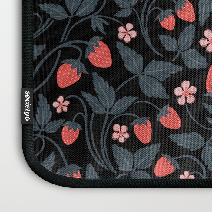 Strawberries - red and slate on black Laptop Sleeve Gallery Image 3