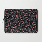 Strawberries - red and slate on black Laptop Sleeve Gallery Image 1