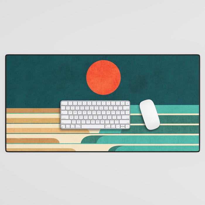 Chasing wave under the red moon Desk Mat Gallery Image 1