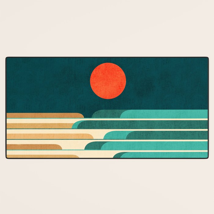 Chasing wave under the red moon Desk Mat Gallery Image 3