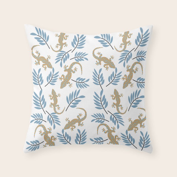 Gecko Meeting Throw Pillow Gallery Image 6