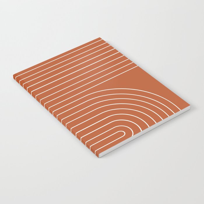 Minimal Line Curvature IX Red Mid Century Modern Arch Abstract Notebook Gallery Image 1