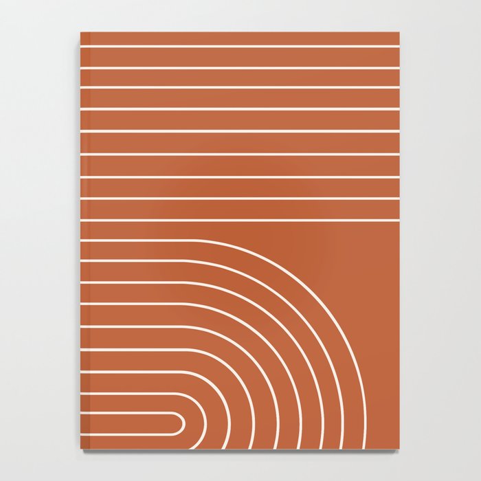 Minimal Line Curvature IX Red Mid Century Modern Arch Abstract Notebook Gallery Image 4