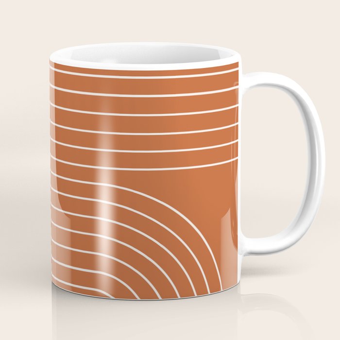 Minimal Line Curvature IX Red Mid Century Modern Arch Abstract Coffee Mug Gallery Image 1