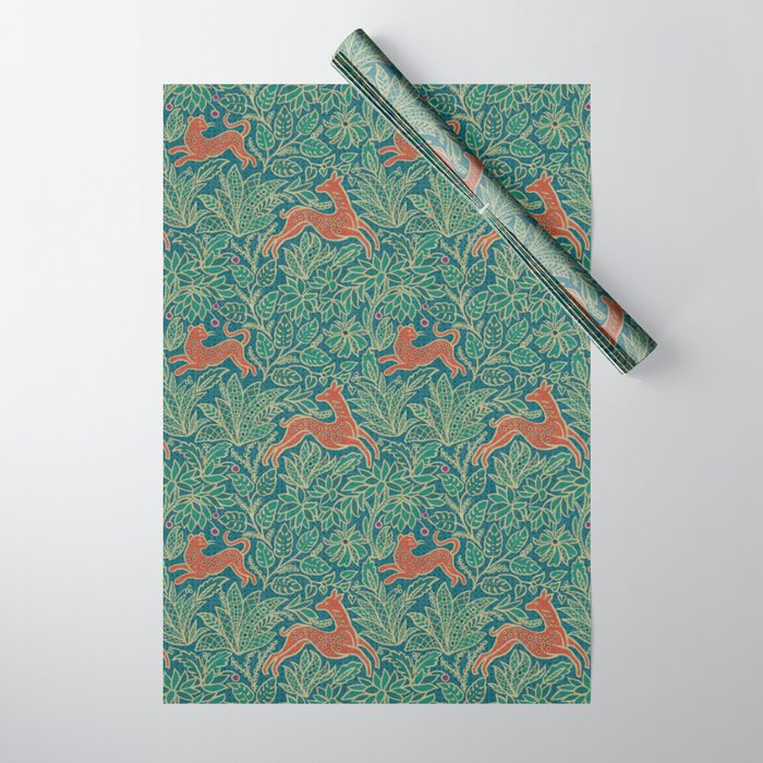 Jungle Fawn and Cat Wrapping Paper Gallery Image 1