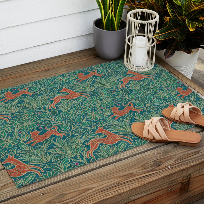 Jungle Fawn and Cat Outdoor Rug Gallery Image 2