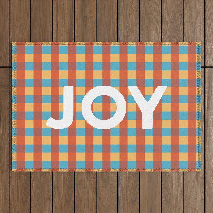 Joy in Christmas Plaid Outdoor Rug Gallery Image 1