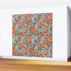 Posey - pink, orange, and teal Wall Mural Gallery Image 2