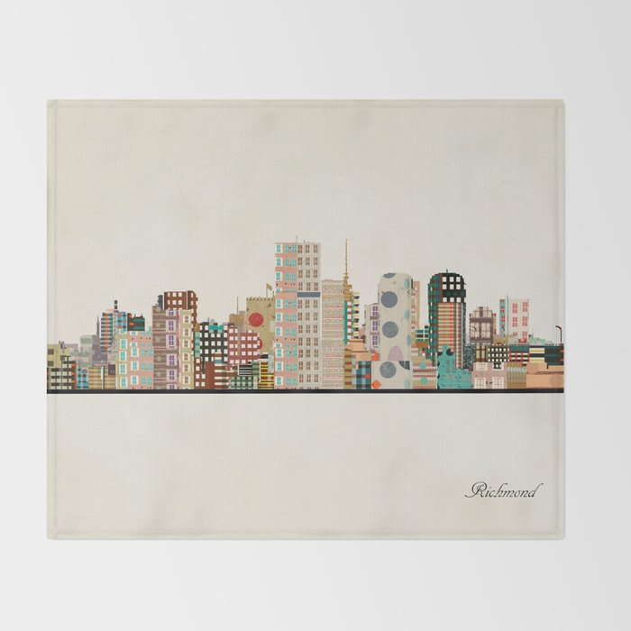 richmond virginia skyline Throw Blanket Gallery Image 2