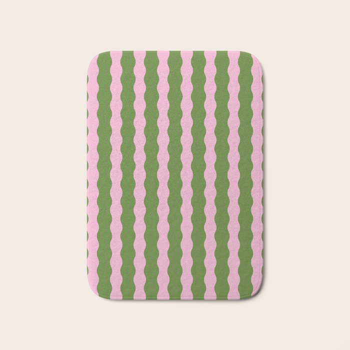 Wavy Retro Striped Pattern Bath Mat Gallery Image 1