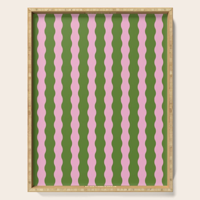Wavy Retro Striped Pattern Serving Tray Gallery Image 1