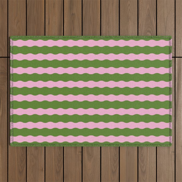 Wavy Retro Striped Pattern Outdoor Rug Gallery Image 1