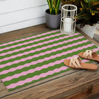 Wavy Retro Striped Pattern Outdoor Rug Gallery Image 2