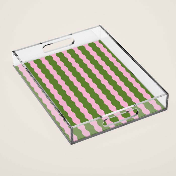 Wavy Retro Striped Pattern Acrylic Tray Gallery Image 1