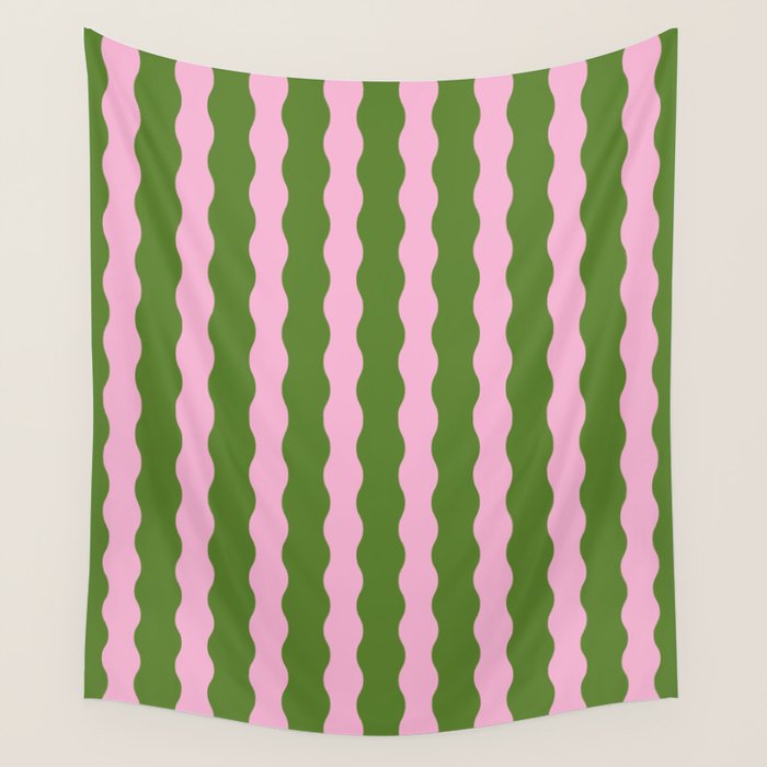 Wavy Retro Striped Pattern Wall Tapestry Gallery Image 4