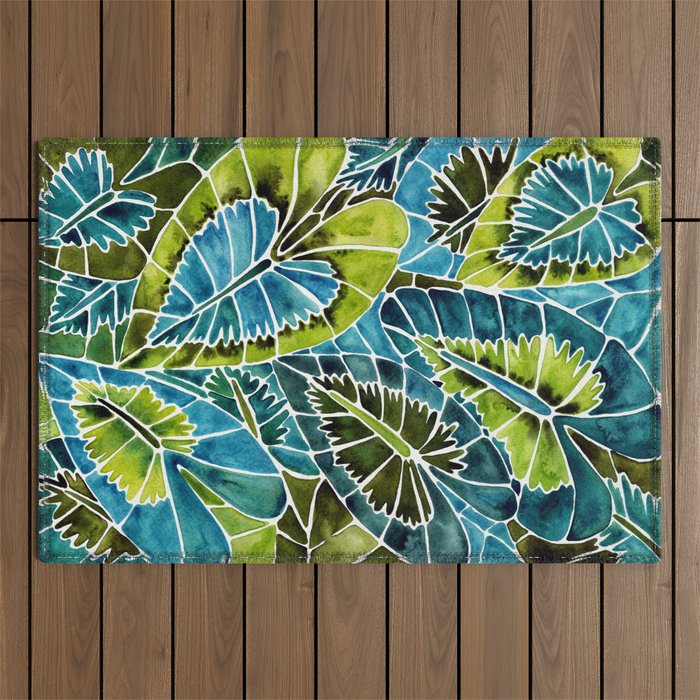 Schismatoglottis Calyptrata - Teal Palette Outdoor Rug Gallery Image 1