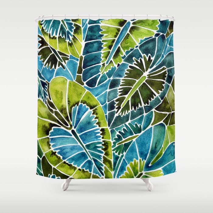 Schismatoglottis Calyptrata - Teal Palette Shower Curtain Gallery Image 1