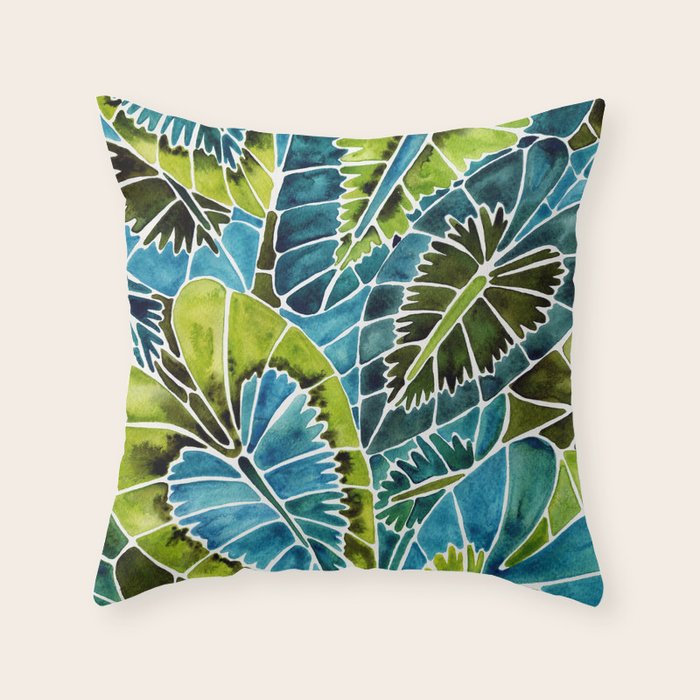 Schismatoglottis Calyptrata - Teal Palette Throw Pillow Gallery Image 1