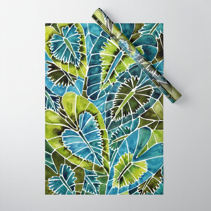 Schismatoglottis Calyptrata - Teal Palette Wrapping Paper Gallery Image 1