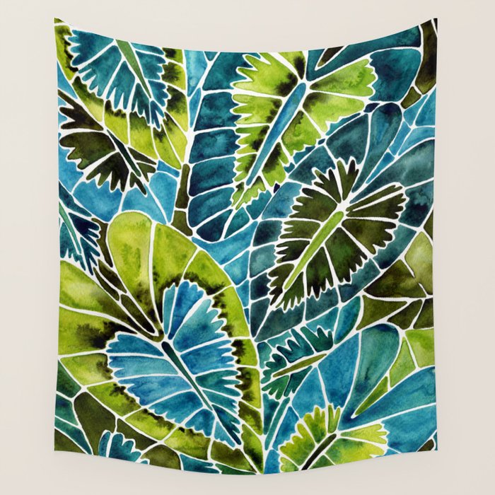Schismatoglottis Calyptrata - Teal Palette Wall Tapestry Gallery Image 1