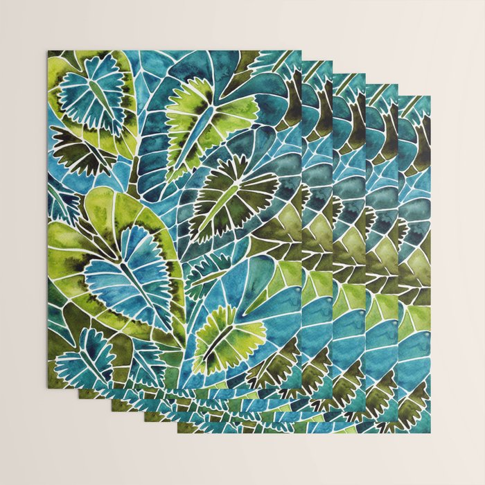 Schismatoglottis Calyptrata - Teal Palette Wrapping Paper Gallery Image 3